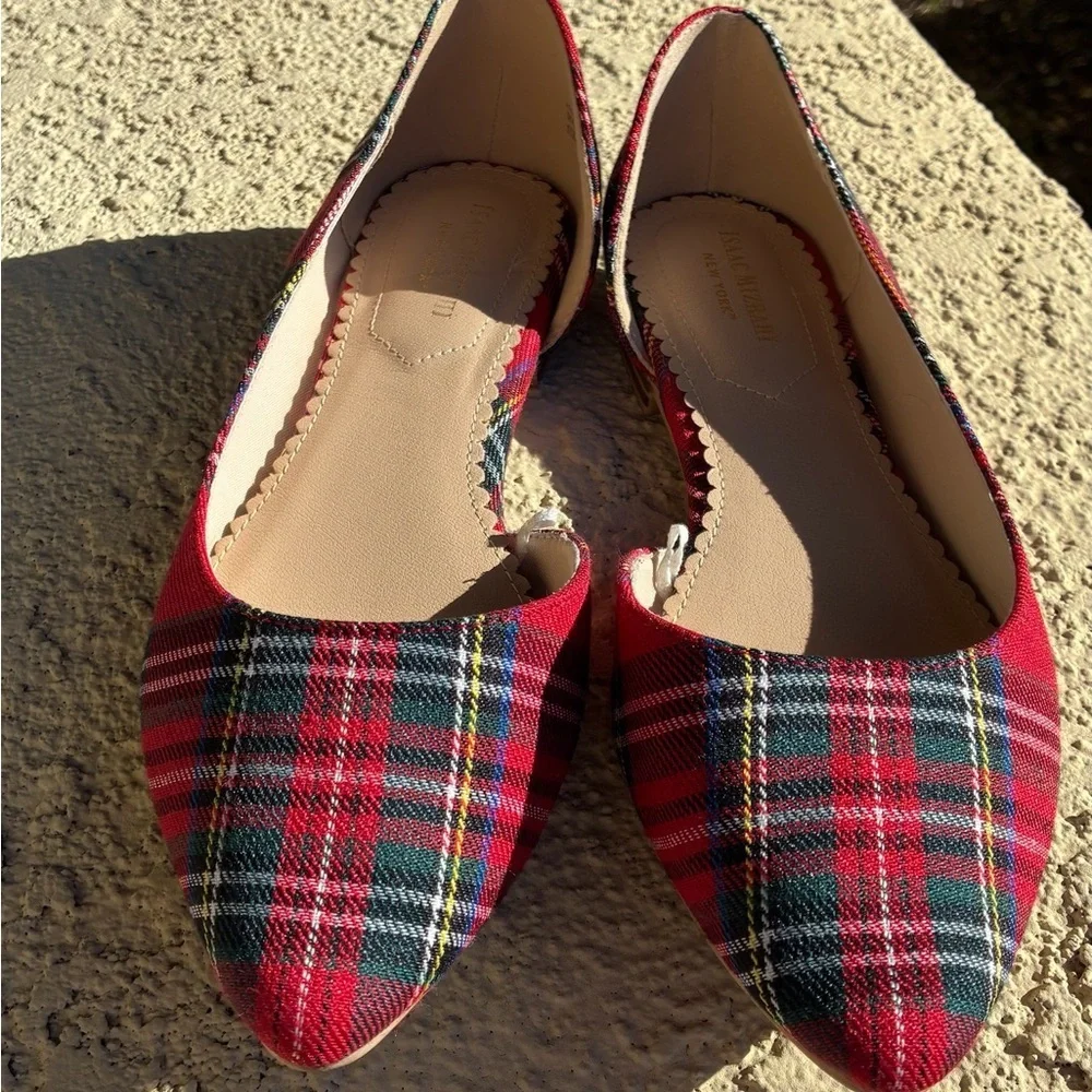 Issac Mizrahi Plaid Red Women's Flats 7.5